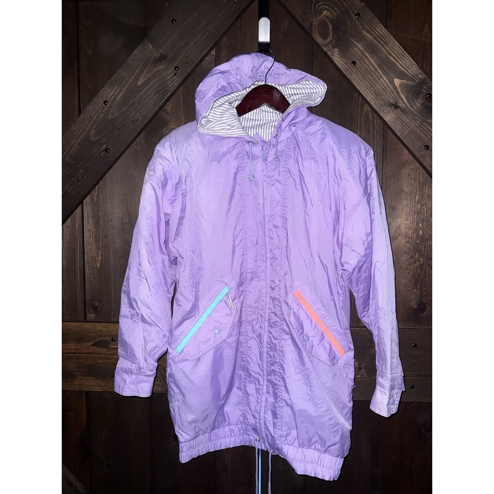 VTG Current Seen Women's Sz Small Windbreaker Jacket Lightweight Coat Stain Back